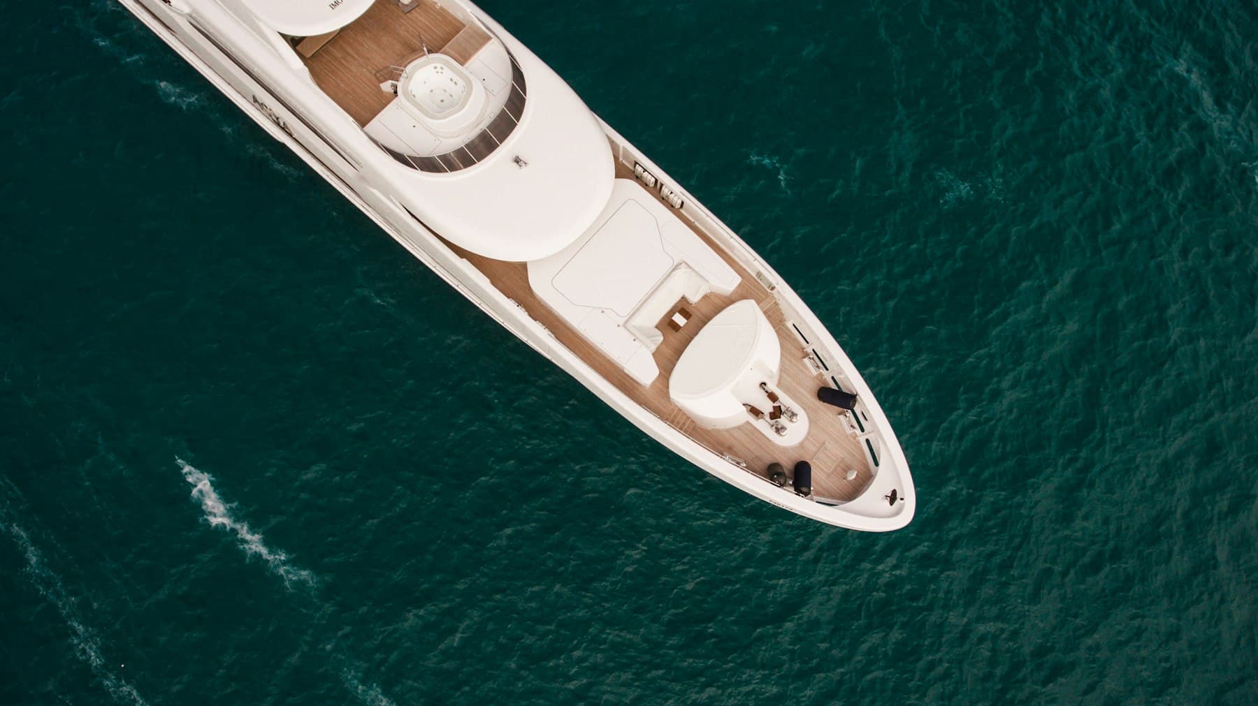Superyacht at anchor, aerial view
