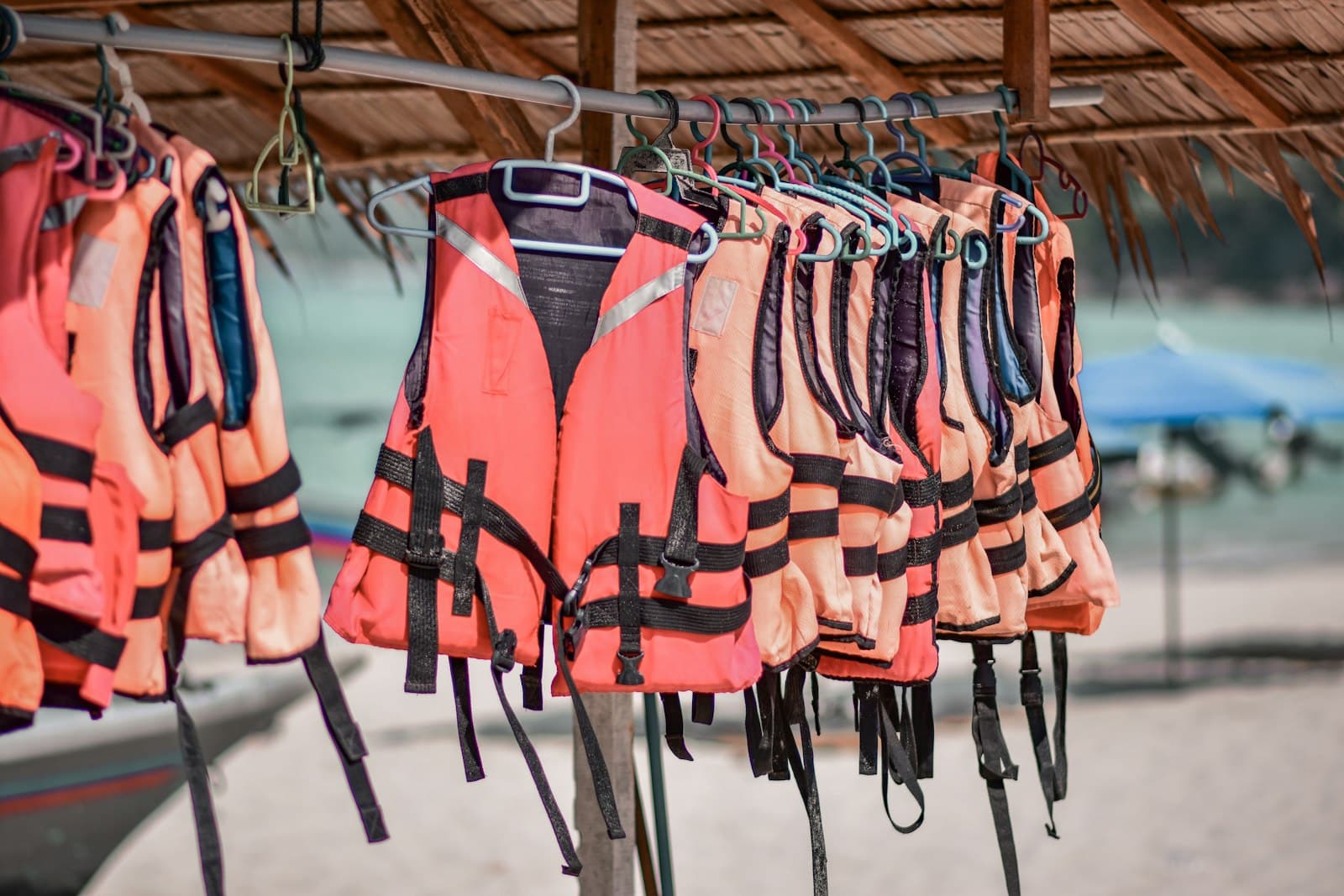 Life jackets hanging on board