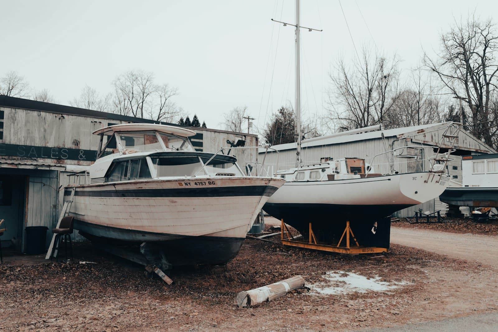 Boats stored ashore for the winter